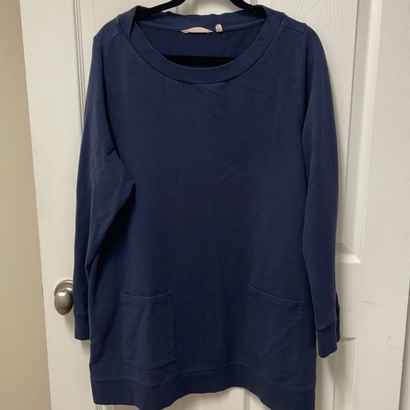 Soft Surroundings Tops - Soft Surroundings Make It Snappy Navy Tunic Sweatshirt Size 2X